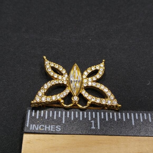 Swarovski Butterfly Swan Logo Small Brooch, Gold Plated, 1990s Vintage Jewelry - Picture 7 of 10